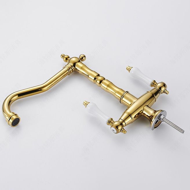 Traditional Kitchen Faucet Swivel Spout Gooseneck Double Handle Standard Kitchen Faucets Clearhalo 'Home Improvement' 'home_improvement' 'home_improvement_kitchen_faucets' 'Kitchen Faucets' 'Kitchen Remodel & Kitchen Fixtures' 'Kitchen Sinks & Faucet Components' 'kitchen_faucets' 1200x1200_b828ba0a-e699-4bb3-ba91-346adec60aa1