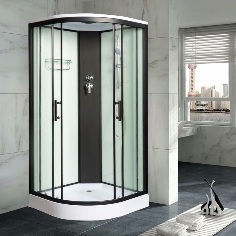 Rounded Shower Stall Double Sliding Shower Stall with Rain Shower Clearhalo 'Bathroom Remodel & Bathroom Fixtures' 'Home Improvement' 'home_improvement' 'home_improvement_shower_stalls_enclosures' 'Shower Stalls & Enclosures' 'shower_stalls_enclosures' 'Showers & Bathtubs' 1200x1200_b84cf92a-11e5-4d96-baac-ef3cb7b4b9f0