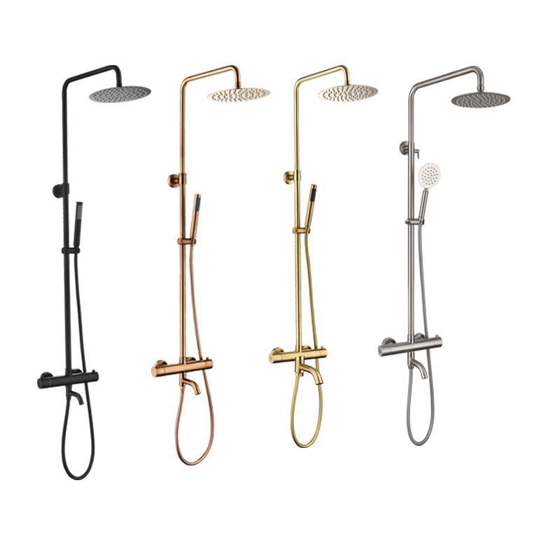 Modern Shower Set Stainless Steel Temperature Control Wall Mounted Shower Combo Clearhalo 'Bathroom Remodel & Bathroom Fixtures' 'Home Improvement' 'home_improvement' 'home_improvement_shower_faucets' 'Shower Faucets & Systems' 'shower_faucets' 'Showers & Bathtubs Plumbing' 'Showers & Bathtubs' 1200x1200_b8625b8f-ff2b-40e3-a22a-24d97e3b1ca7