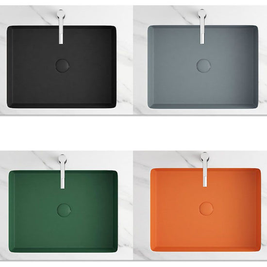 Modern Bathroom Sink Rectangular Vessel Bathroom Sink with Faucet - Clearhalo