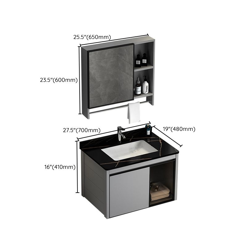 Single Bathroom Vanity Modern Gray Metal Base Wall Mount Rectangular Vanity Set Clearhalo 'Bathroom Remodel & Bathroom Fixtures' 'Bathroom Vanities' 'bathroom_vanities' 'Home Improvement' 'home_improvement' 'home_improvement_bathroom_vanities' 1200x1200_b872ece0-512c-4d62-881c-b8c4132cb3a1