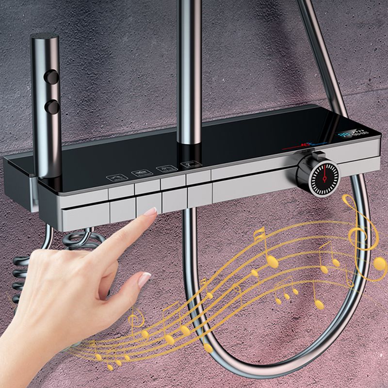 Modern Brass Shower Faucet Adjustable Spray Pattern Wall Mounted Shower Combo Clearhalo 'Bathroom Remodel & Bathroom Fixtures' 'Home Improvement' 'home_improvement' 'home_improvement_shower_faucets' 'Shower Faucets & Systems' 'shower_faucets' 'Showers & Bathtubs Plumbing' 'Showers & Bathtubs' 1200x1200_b88e867e-cf43-4b42-84d4-c7f36122fb42