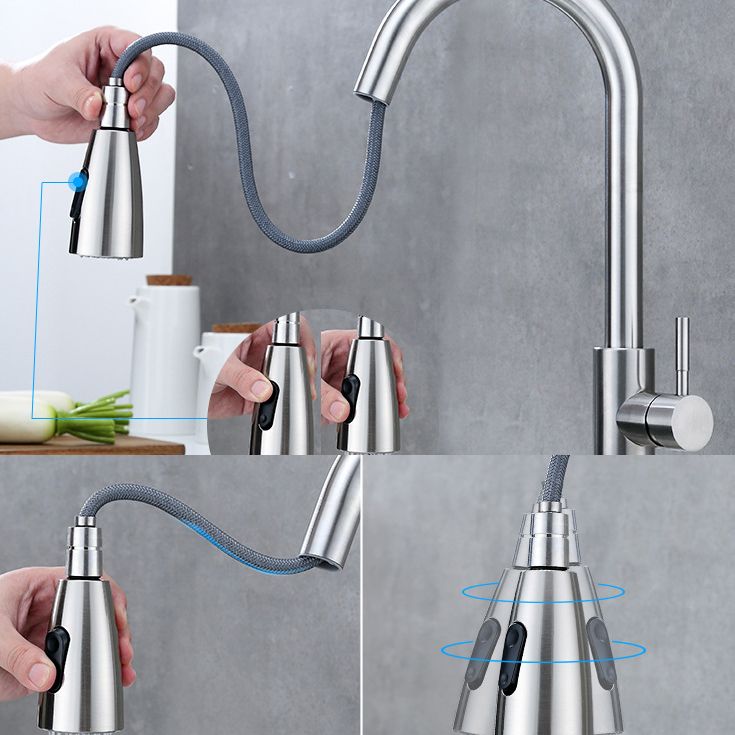 Modern 1-Handle Faucet 304 Stainless Steel with Water Dispenser Pull down Faucet Clearhalo 'Home Improvement' 'home_improvement' 'home_improvement_kitchen_faucets' 'Kitchen Faucets' 'Kitchen Remodel & Kitchen Fixtures' 'Kitchen Sinks & Faucet Components' 'kitchen_faucets' 1200x1200_b8a939e8-b244-4b99-a3f1-1be63eb3a07a