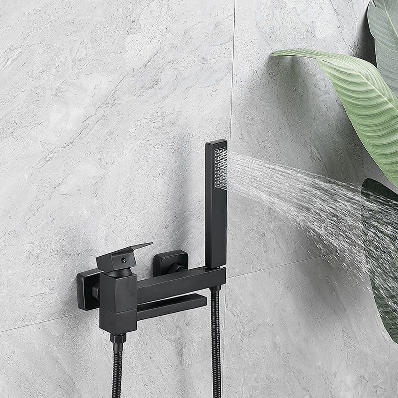 Traditional Style Tub Faucet Copper Wall Mount Tub Faucet in Black Clearhalo 'Bathroom Remodel & Bathroom Fixtures' 'Bathtub Faucets' 'bathtub_faucets' 'Home Improvement' 'home_improvement' 'home_improvement_bathtub_faucets' 1200x1200_b8bdb490-58d8-45fd-b22b-62f034476ff4