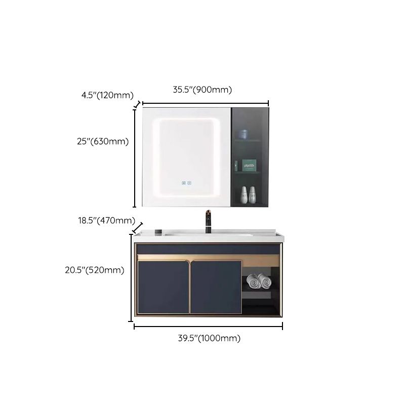 Bath Vanity Set Wall Mount Single Sink Blue Glam Metal Faucet Included Vanity Set Clearhalo 'Bathroom Remodel & Bathroom Fixtures' 'Bathroom Vanities' 'bathroom_vanities' 'Home Improvement' 'home_improvement' 'home_improvement_bathroom_vanities' 1200x1200_b8d95203-8ea2-42f8-bdc3-67db199ca1c6