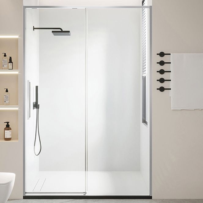 Black and Silver Shower Bath Door Framed Double Sliding Shower Bath Door Clearhalo 'Bathroom Remodel & Bathroom Fixtures' 'Home Improvement' 'home_improvement' 'home_improvement_shower_tub_doors' 'Shower and Tub Doors' 'shower_tub_doors' 'Showers & Bathtubs' 1200x1200_b8dce783-69a5-45c8-a5c3-31f5e9b98c91