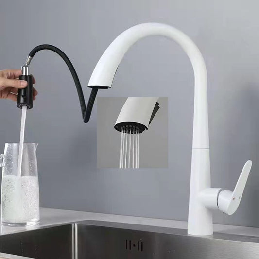 Contemporary Pull Down Kitchen Standard Faucet Single Handle Faucet with Pull Out Sprayer Clearhalo 'Home Improvement' 'home_improvement' 'home_improvement_kitchen_faucets' 'Kitchen Faucets' 'Kitchen Remodel & Kitchen Fixtures' 'Kitchen Sinks & Faucet Components' 'kitchen_faucets' 1200x1200_b9067508-1fc3-4f24-a93b-ecc43729706a