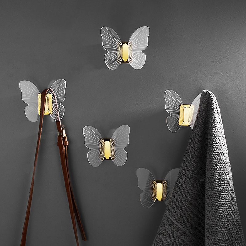 Modern Brass Bathroom Accessory Set Acrylic Butterfly Themed Robe Hooks Clearhalo 'Bathroom Hardware Sets' 'Bathroom Hardware' 'Bathroom Remodel & Bathroom Fixtures' 'bathroom_hardware_sets' 'Home Improvement' 'home_improvement' 'home_improvement_bathroom_hardware_sets' 1200x1200_b90e5a28-3f76-45d2-ba5b-0ac6a103df1a