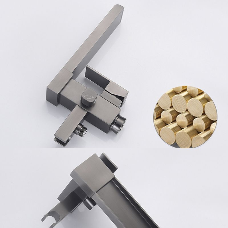 Modern Style Freestanding Tub Filler Floor Mount Freestanding Tub Filler with Hand Shower Clearhalo 'Bathroom Remodel & Bathroom Fixtures' 'Bathtub Faucets' 'bathtub_faucets' 'Home Improvement' 'home_improvement' 'home_improvement_bathtub_faucets' 1200x1200_b9271098-2390-4014-8208-59ea57401525