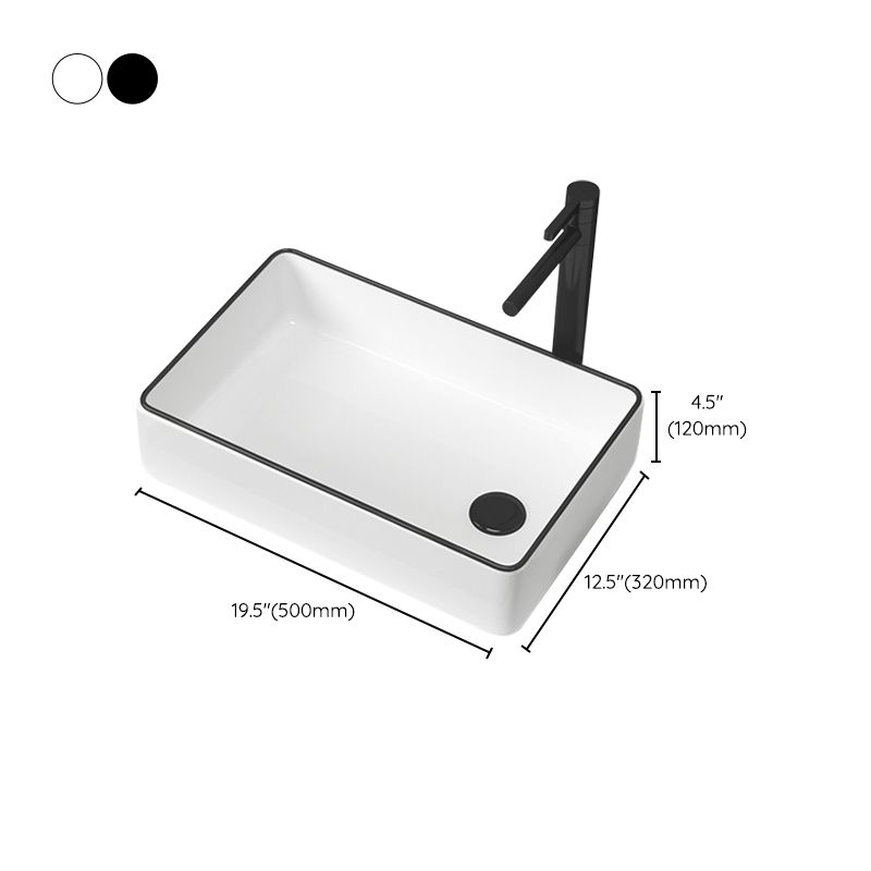 Contemporary Bathroom Sink Pop-Up Drain Porcelain Rectangular Vessel Sink Clearhalo 'Bathroom Remodel & Bathroom Fixtures' 'Bathroom Sinks & Faucet Components' 'Bathroom Sinks' 'bathroom_sink' 'Home Improvement' 'home_improvement' 'home_improvement_bathroom_sink' 1200x1200_b9283e34-caf7-4110-b810-559a395ca358