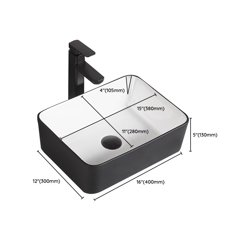 Contemporary Bathroom Sink Porcelain Pop-Up Drain Rectangular Vessel Bathroom Sink Clearhalo 'Bathroom Remodel & Bathroom Fixtures' 'Bathroom Sinks & Faucet Components' 'Bathroom Sinks' 'bathroom_sink' 'Home Improvement' 'home_improvement' 'home_improvement_bathroom_sink' 1200x1200_b92b1be5-7746-44b3-9fb5-091984fec37d