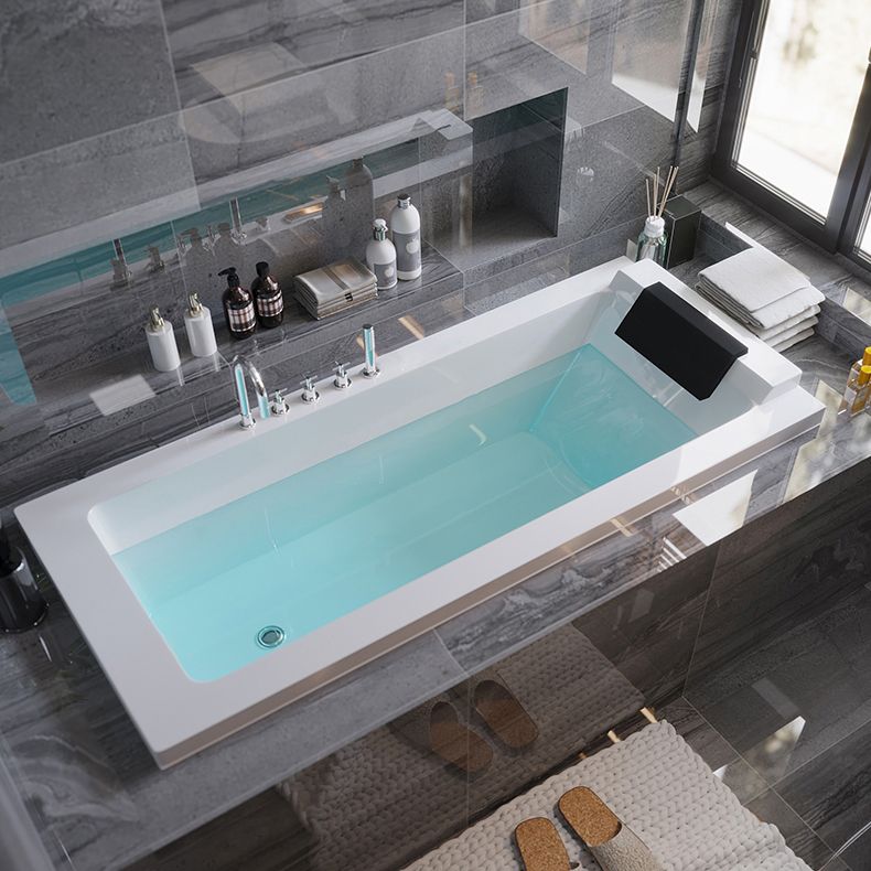 Acrylic White Rectangular Bath Modern Drop-in Soaking Bathtub Clearhalo 'Bathroom Remodel & Bathroom Fixtures' 'Bathtubs' 'Home Improvement' 'home_improvement' 'home_improvement_bathtubs' 'Showers & Bathtubs' 1200x1200_b92dba0c-3692-41f3-8140-5fd77e6b9aee