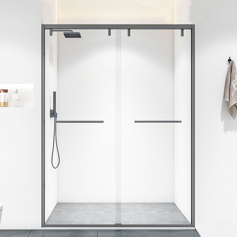 Bypass Semi Frameless Shower Door Tempered Glass Shower Door in Black Clearhalo 'Bathroom Remodel & Bathroom Fixtures' 'Home Improvement' 'home_improvement' 'home_improvement_shower_tub_doors' 'Shower and Tub Doors' 'shower_tub_doors' 'Showers & Bathtubs' 1200x1200_b931c885-127b-47c1-9195-621179fe26a0