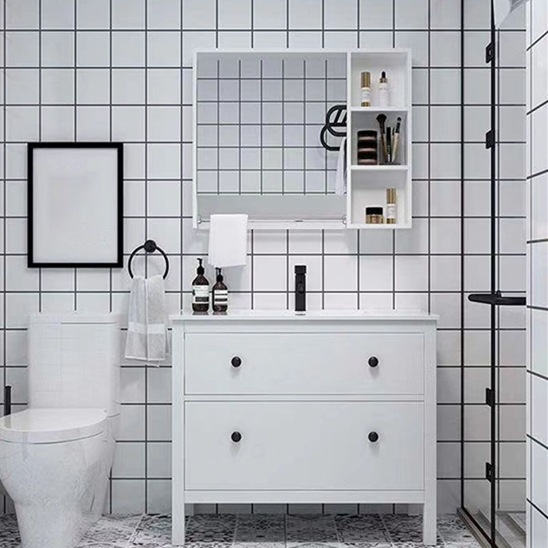 12" x 24"White Subway Tile Mixed Material Rectangular Kitchen and Bathroom Wall Tile Clearhalo 'Floor Tiles & Wall Tiles' 'floor_tiles_wall_tiles' 'Flooring 'Home Improvement' 'home_improvement' 'home_improvement_floor_tiles_wall_tiles' Walls and Ceiling' 1200x1200_b9369a1b-fd90-4c44-b3f1-8aab15d1a986
