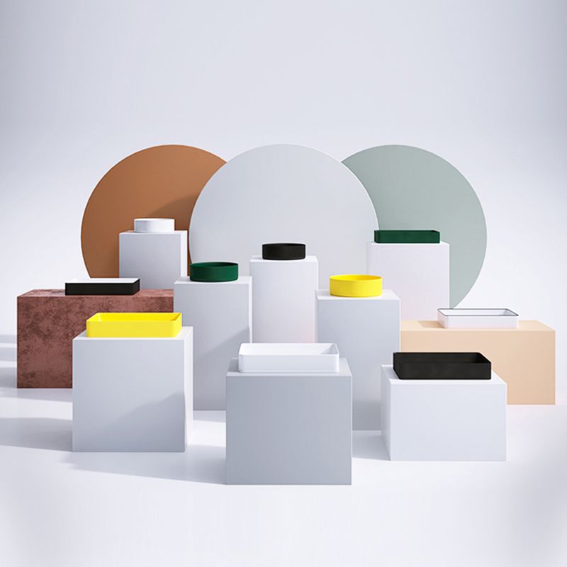 Modern Bathroom Sink Porcelain Rectangular with Drain Assembly and Faucet Vessel Sink Clearhalo 'Bathroom Remodel & Bathroom Fixtures' 'Bathroom Sinks & Faucet Components' 'Bathroom Sinks' 'bathroom_sink' 'Home Improvement' 'home_improvement' 'home_improvement_bathroom_sink' 1200x1200_b94f5197-f20f-46a5-9483-bed528ca105c