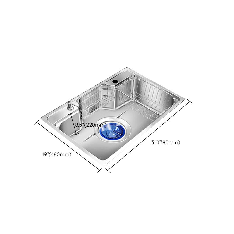 Contemporary Style Kitchen Sink Pure Color Stainless Steel 2 Holes Drop-In Kitchen Sink Clearhalo 'Home Improvement' 'home_improvement' 'home_improvement_kitchen_sinks' 'Kitchen Remodel & Kitchen Fixtures' 'Kitchen Sinks & Faucet Components' 'Kitchen Sinks' 'kitchen_sinks' 1200x1200_b95e213b-0f7d-43c0-8204-f37643a74405