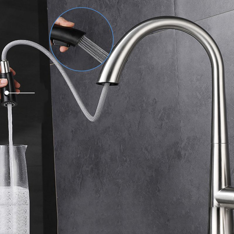 Modern Style Kitchen Faucet 304 Stainless Steel Single Handle Gooseneck Kitchen Faucet Clearhalo 'Home Improvement' 'home_improvement' 'home_improvement_kitchen_faucets' 'Kitchen Faucets' 'Kitchen Remodel & Kitchen Fixtures' 'Kitchen Sinks & Faucet Components' 'kitchen_faucets' 1200x1200_b96d177e-069a-4484-b48e-3db6b281cd8b