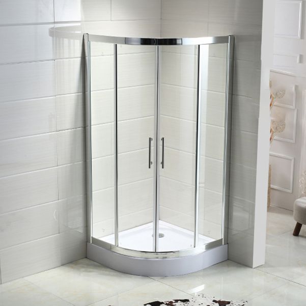 Stainless Steel Frame Finish Shower Kit with Fixed Panel and Door Handle Clearhalo 'Bathroom Remodel & Bathroom Fixtures' 'Home Improvement' 'home_improvement' 'home_improvement_shower_stalls_enclosures' 'Shower Stalls & Enclosures' 'shower_stalls_enclosures' 'Showers & Bathtubs' 1200x1200_b976e7f7-3a6f-4d8f-ad72-80ccdeb78a48