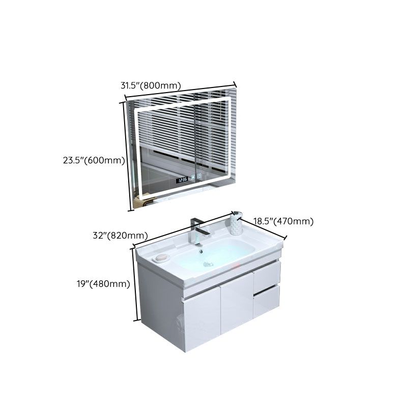 Wall Mount White Modern Bathroom Sink Vanity with Mirror Faucet Clearhalo 'Bathroom Remodel & Bathroom Fixtures' 'Bathroom Vanities' 'bathroom_vanities' 'Home Improvement' 'home_improvement' 'home_improvement_bathroom_vanities' 1200x1200_b978259e-5a72-4cec-82a8-4ae0cb905c01