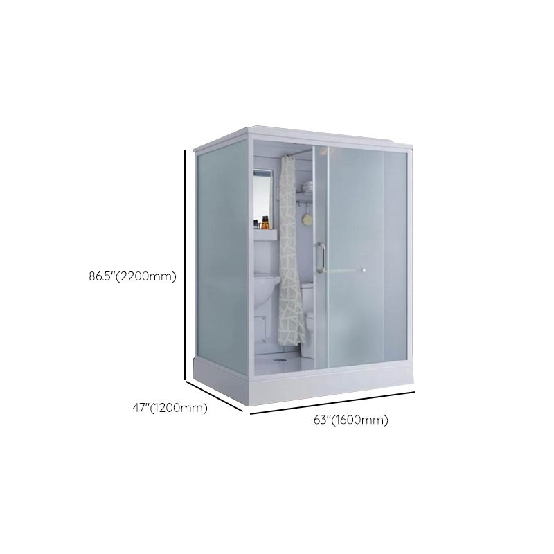 Frosted Single Sliding Shower Kit White Framed Shower Stall with Base Included Clearhalo 'Bathroom Remodel & Bathroom Fixtures' 'Home Improvement' 'home_improvement' 'home_improvement_shower_stalls_enclosures' 'Shower Stalls & Enclosures' 'shower_stalls_enclosures' 'Showers & Bathtubs' 1200x1200_b983e1d2-b97d-4ad4-8051-1bc07d96a6fa