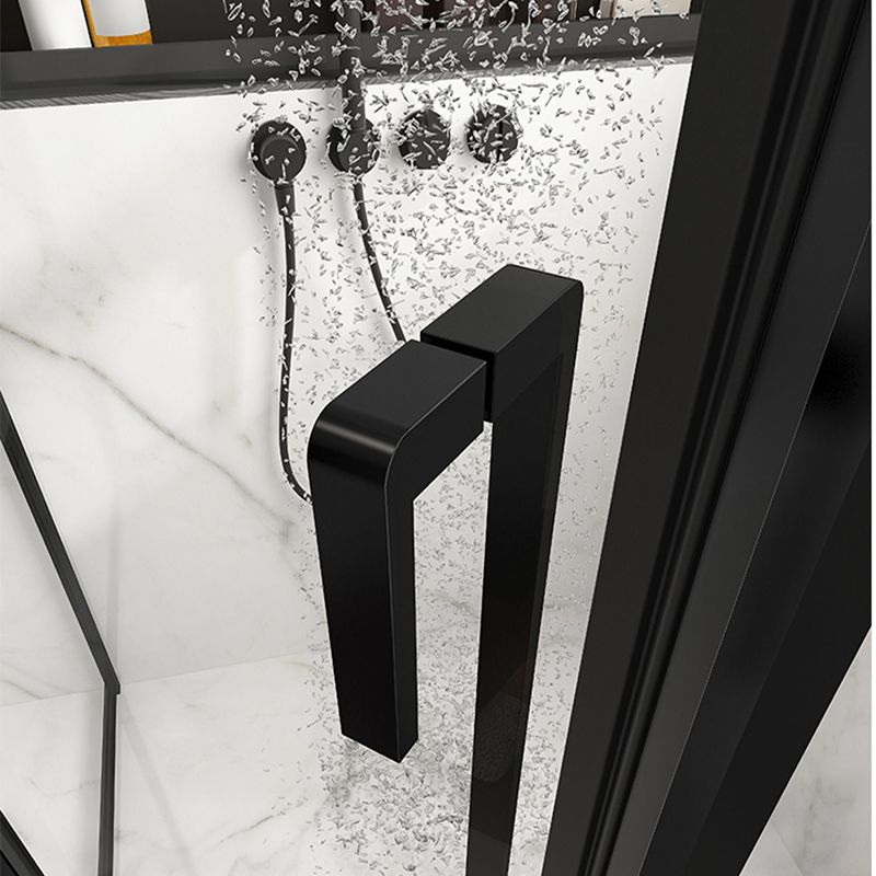 Satin Black Frame Shower Bath Door Transparent Tempered Shower Door Clearhalo 'Bathroom Remodel & Bathroom Fixtures' 'Home Improvement' 'home_improvement' 'home_improvement_shower_tub_doors' 'Shower and Tub Doors' 'shower_tub_doors' 'Showers & Bathtubs' 1200x1200_b984f11d-57ca-43b4-94f3-6580833ce940