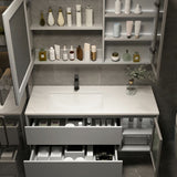 Grey Modern Wood Wall Mount Single-Sink Bathroom Vanity Set Faucet Included Clearhalo 'Bathroom Remodel & Bathroom Fixtures' 'Bathroom Vanities' 'bathroom_vanities' 'Home Improvement' 'home_improvement' 'home_improvement_bathroom_vanities' 1200x1200_b99f0837-2d0d-4264-b893-910d637f6835