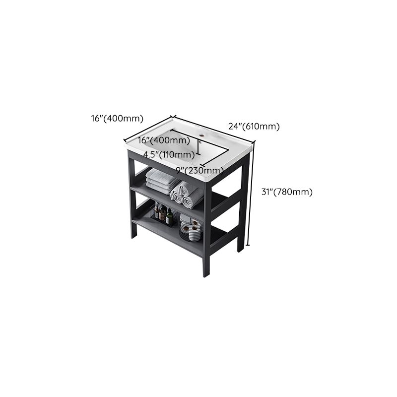 Modern Metal Vanity Set Open Storage Single Sink Vanity for Washroom Clearhalo 'Bathroom Remodel & Bathroom Fixtures' 'Bathroom Vanities' 'bathroom_vanities' 'Home Improvement' 'home_improvement' 'home_improvement_bathroom_vanities' 1200x1200_b9a4746c-070c-452c-af8f-590f2a4d160e