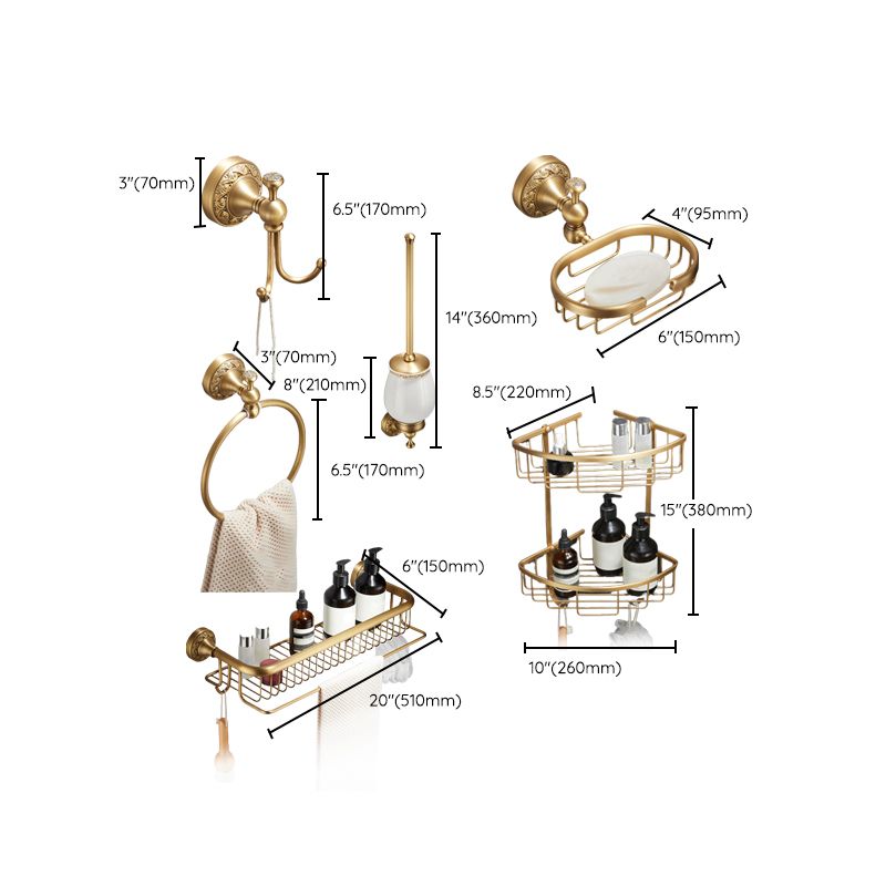 Traditional Brushed Brass Bathroom Accessory As Individual Or As a Set Clearhalo 'Bathroom Hardware Sets' 'Bathroom Hardware' 'Bathroom Remodel & Bathroom Fixtures' 'bathroom_hardware_sets' 'Home Improvement' 'home_improvement' 'home_improvement_bathroom_hardware_sets' 1200x1200_b9a4ee72-b086-4df8-9e71-d85a2d0eda19