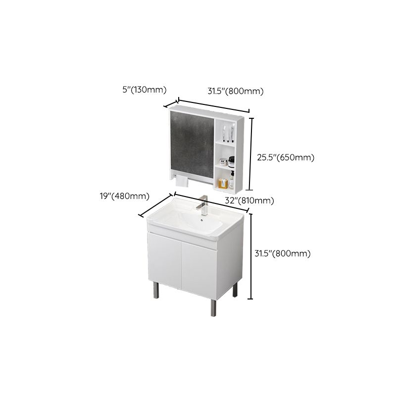 Modern Sink Vanity Freestanding Wood Bathroom Sink Vanity with Mirror Clearhalo 'Bathroom Remodel & Bathroom Fixtures' 'Bathroom Vanities' 'bathroom_vanities' 'Home Improvement' 'home_improvement' 'home_improvement_bathroom_vanities' 1200x1200_b9b0113c-7d04-4df3-b515-a6bd713e6a82