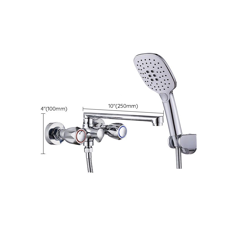 Contemporary Tub Faucet Trim Chrome Wall Mounted Swivel Spout with Handheld Shower Clearhalo 'Bathroom Remodel & Bathroom Fixtures' 'Bathtub Faucets' 'bathtub_faucets' 'Home Improvement' 'home_improvement' 'home_improvement_bathtub_faucets' 1200x1200_b9b41087-4bce-495b-860c-6d1f2b1916bb
