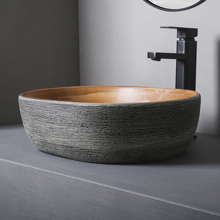 Brown Oval-shape Trough Bathroom Sink Modern Trough Bathroom Sink Clearhalo 'Bathroom Remodel & Bathroom Fixtures' 'Bathroom Sinks & Faucet Components' 'Bathroom Sinks' 'bathroom_sink' 'Home Improvement' 'home_improvement' 'home_improvement_bathroom_sink' 1200x1200_b9ba1355-ef9a-4c64-aef4-b0a6b4821f04