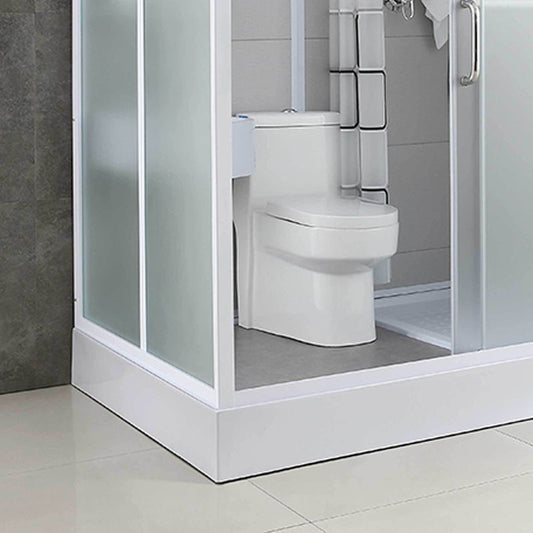 Single Sliding White Shower Kit Rectangle Frosted Shower Stall Clearhalo 'Bathroom Remodel & Bathroom Fixtures' 'Home Improvement' 'home_improvement' 'home_improvement_shower_stalls_enclosures' 'Shower Stalls & Enclosures' 'shower_stalls_enclosures' 'Showers & Bathtubs' 1200x1200_b9c46c52-e1b5-46b0-a5a7-059f1a310ffe