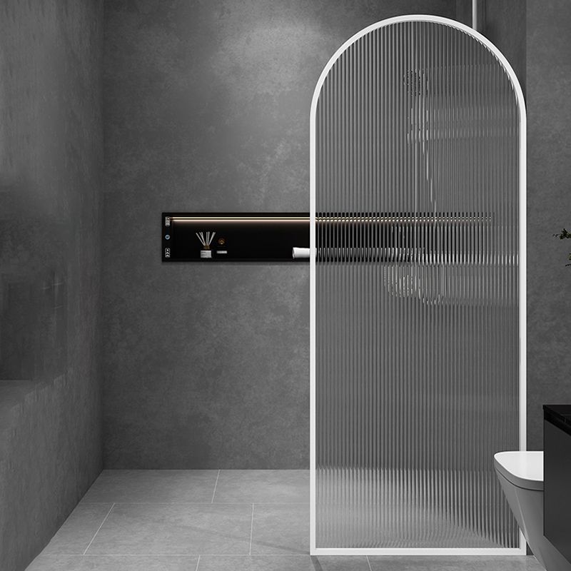 White Framed Fixed Glass Panel Scratch Resistant Fixed Glass Panel Clearhalo 'Bathroom Remodel & Bathroom Fixtures' 'Home Improvement' 'home_improvement' 'home_improvement_shower_tub_doors' 'Shower and Tub Doors' 'shower_tub_doors' 'Showers & Bathtubs' 1200x1200_b9c85983-dfde-4be8-bcfc-c5f21b5098d6