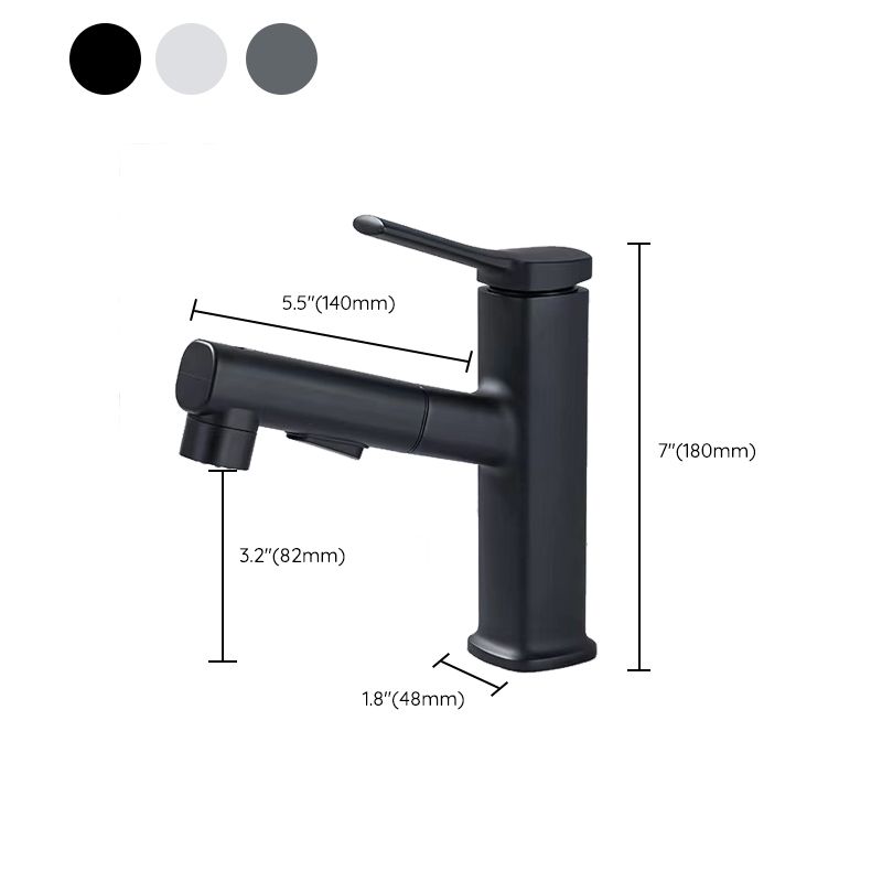 Contemporary Vessel Faucet Pull-out Centerset Faucet with Swivel Spout Clearhalo 'Bathroom Remodel & Bathroom Fixtures' 'Bathroom Sink Faucets' 'Bathroom Sinks & Faucet Components' 'bathroom_sink_faucets' 'Home Improvement' 'home_improvement' 'home_improvement_bathroom_sink_faucets' 1200x1200_b9ce1f68-506a-4b0a-806e-877c9ee9c4a7