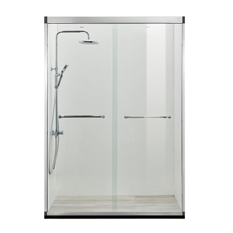 Black Double Sliding Shower Bath Door Semi-Frameless Tempered Shower Doors Clearhalo 'Bathroom Remodel & Bathroom Fixtures' 'Home Improvement' 'home_improvement' 'home_improvement_shower_tub_doors' 'Shower and Tub Doors' 'shower_tub_doors' 'Showers & Bathtubs' 1200x1200_b9ce77b8-82e2-48bf-886a-ea9162e595c2