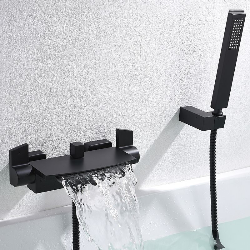 Modern Tub Faucet Copper Wall Mounted with Hose Bathroom Faucet - Clearhalo