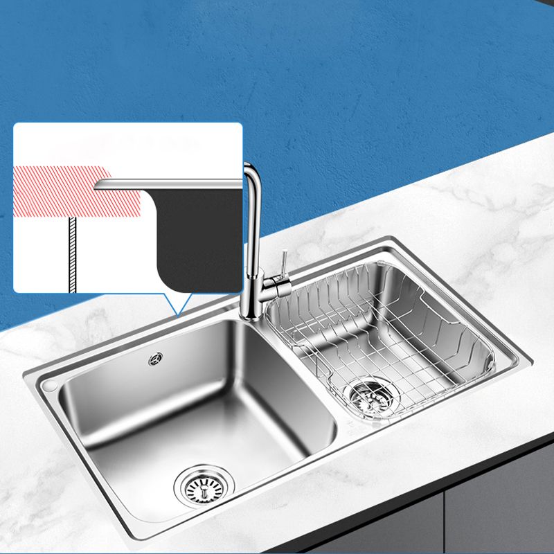 Classic Style Kitchen Sink Stainless Steel 1 Holes Kitchen Sink with Drain Strainer Kit Clearhalo 'Home Improvement' 'home_improvement' 'home_improvement_kitchen_sinks' 'Kitchen Remodel & Kitchen Fixtures' 'Kitchen Sinks & Faucet Components' 'Kitchen Sinks' 'kitchen_sinks' 1200x1200_b9e38571-f25d-4160-841e-cb44a379f013