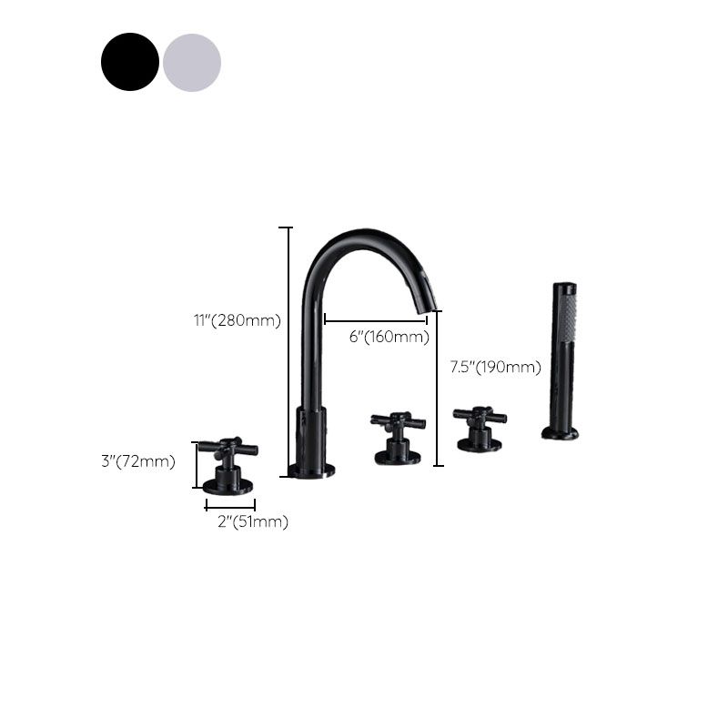 Contemporary Bathroom Faucet Deck Mounted Copper Low Arc Swivel Roman Tub Faucet Set Clearhalo 'Bathroom Remodel & Bathroom Fixtures' 'Bathtub Faucets' 'bathtub_faucets' 'Home Improvement' 'home_improvement' 'home_improvement_bathtub_faucets' 1200x1200_b9e40950-8cc1-4004-a5f1-941a913cbde7