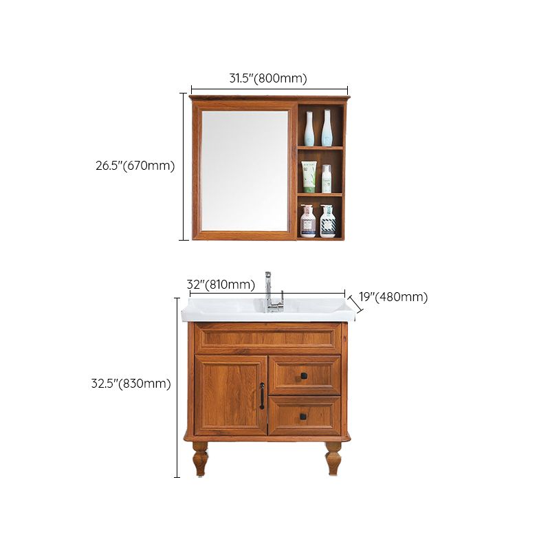 Traditional Bathroom Vanity Free-standing Standard Mirror Cabinet Wooden Vanity Cabinet Clearhalo 'Bathroom Remodel & Bathroom Fixtures' 'Bathroom Vanities' 'bathroom_vanities' 'Home Improvement' 'home_improvement' 'home_improvement_bathroom_vanities' 1200x1200_b9e4dee0-e5b9-4397-b069-a7257ad3cf4a