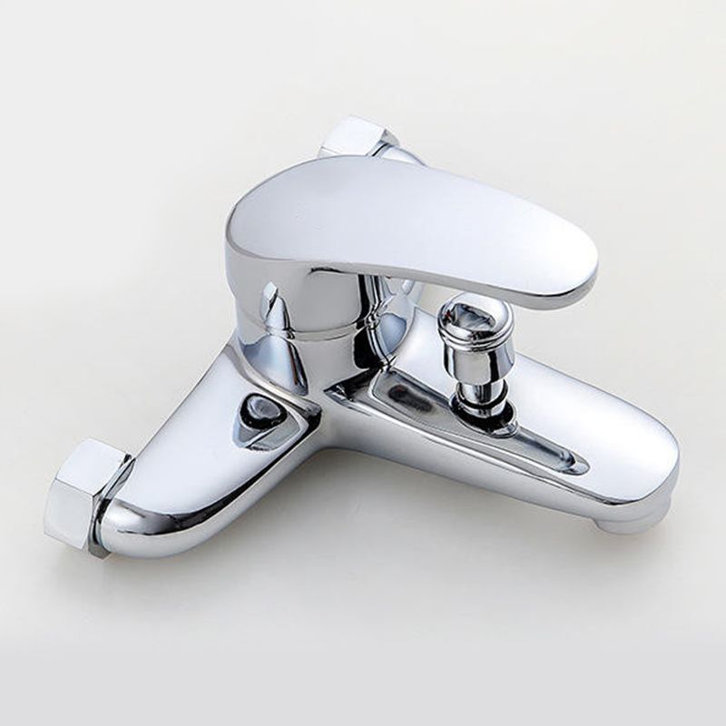 Modern Silver Tub Spout One Handle and Two Hole Brass Wall Mounted Faucet Clearhalo 'Bathroom Remodel & Bathroom Fixtures' 'Bathtub Faucets' 'bathtub_faucets' 'Home Improvement' 'home_improvement' 'home_improvement_bathtub_faucets' 1200x1200_b9fa1cdc-f61a-497d-8dd6-8cdbf34b20ed