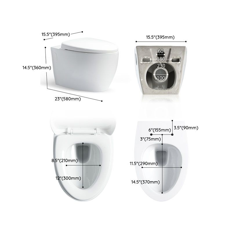 Wall-mounted Toilet Household In-wall Hidden Tank Soft-Close Seat Toilet Clearhalo 'Bathroom Remodel & Bathroom Fixtures' 'Home Improvement' 'home_improvement' 'home_improvement_toilets' 'Toilets & Bidets' 'Toilets' 1200x1200_ba017b17-1795-4df1-8fdb-65b817b43e9f
