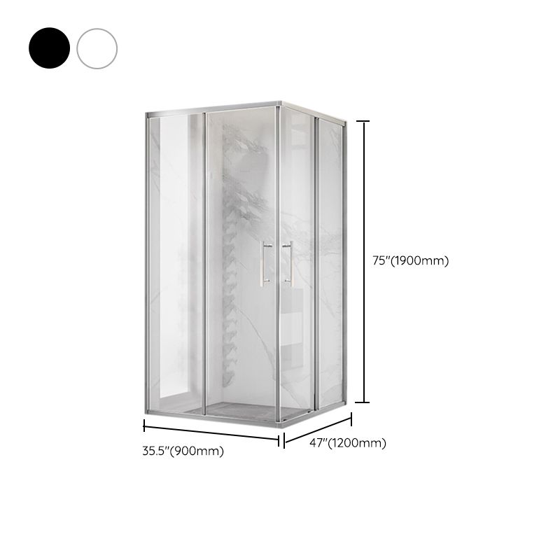 Double Sliding Shower Enclosure Framed Clear Tempered Glass Shower Enclosure Clearhalo 'Bathroom Remodel & Bathroom Fixtures' 'Home Improvement' 'home_improvement' 'home_improvement_shower_stalls_enclosures' 'Shower Stalls & Enclosures' 'shower_stalls_enclosures' 'Showers & Bathtubs' 1200x1200_ba0f2bc1-8a47-46f1-9189-2f42818aab9d
