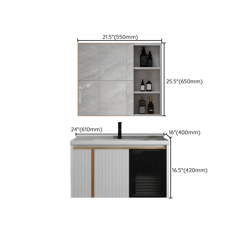 Rectangular Wall Mount Sink Vanity Modern White Metal Frame Vanity Clearhalo 'Bathroom Remodel & Bathroom Fixtures' 'Bathroom Vanities' 'bathroom_vanities' 'Home Improvement' 'home_improvement' 'home_improvement_bathroom_vanities' 1200x1200_ba2f4110-33bf-4fbf-893d-ea346d43fa0e