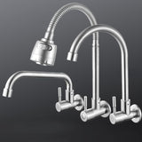 Modern Bridge Faucet 304 Stainless Steel Knob Handle Swivel Spout Wall Mounted Faucet Clearhalo 'Home Improvement' 'home_improvement' 'home_improvement_kitchen_faucets' 'Kitchen Faucets' 'Kitchen Remodel & Kitchen Fixtures' 'Kitchen Sinks & Faucet Components' 'kitchen_faucets' 1200x1200_ba3553b4-b334-47e4-9275-7ef27fd660c7