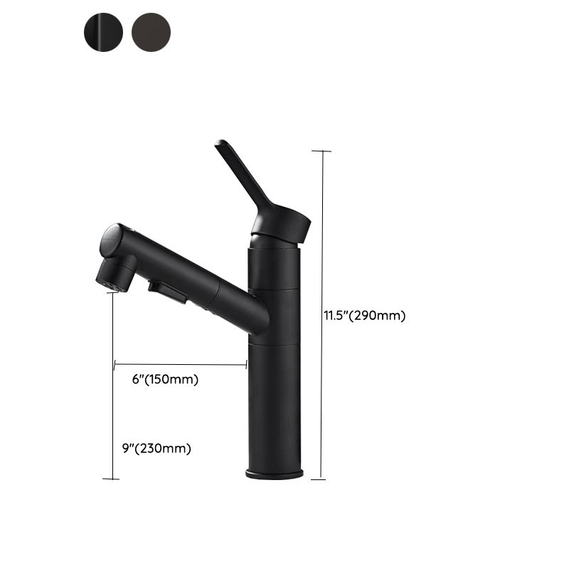 Bathroom Vessel Faucet High-Arc Swivel Spout Single Handle Faucet with Pull Out Sprayer Clearhalo 'Bathroom Remodel & Bathroom Fixtures' 'Bathroom Sink Faucets' 'Bathroom Sinks & Faucet Components' 'bathroom_sink_faucets' 'Home Improvement' 'home_improvement' 'home_improvement_bathroom_sink_faucets' 1200x1200_ba6278e2-8190-4211-b6f7-8f4fd5e532b8