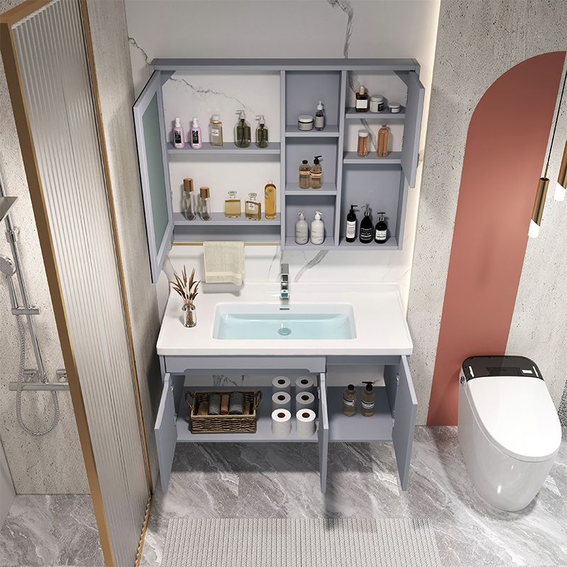 Modern Bathroom Vanity Set Wall Mount Ceramic Top Sink Included Clearhalo 'Bathroom Remodel & Bathroom Fixtures' 'Bathroom Vanities' 'bathroom_vanities' 'Home Improvement' 'home_improvement' 'home_improvement_bathroom_vanities' 1200x1200_ba71874d-0502-4f18-a0d7-ec793247a2cd