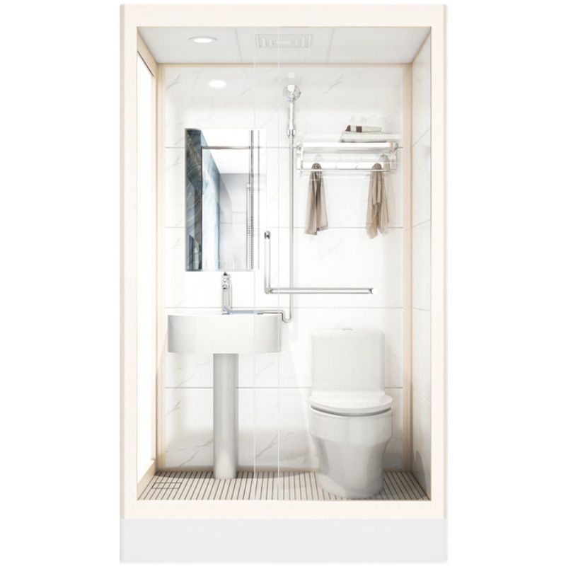 Rectangular Sliding Shower Enclosure Framed Shower Enclosure in White Clearhalo 'Bathroom Remodel & Bathroom Fixtures' 'Home Improvement' 'home_improvement' 'home_improvement_shower_stalls_enclosures' 'Shower Stalls & Enclosures' 'shower_stalls_enclosures' 'Showers & Bathtubs' 1200x1200_ba763136-3036-432c-89fa-97e006a4c4db