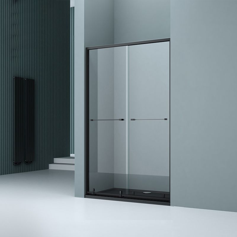 Semi Frameless Double Sliding Shower Door Tempered Glass Shower Door Clearhalo 'Bathroom Remodel & Bathroom Fixtures' 'Home Improvement' 'home_improvement' 'home_improvement_shower_tub_doors' 'Shower and Tub Doors' 'shower_tub_doors' 'Showers & Bathtubs' 1200x1200_ba7ddcd2-e277-43ff-9490-15386852190f