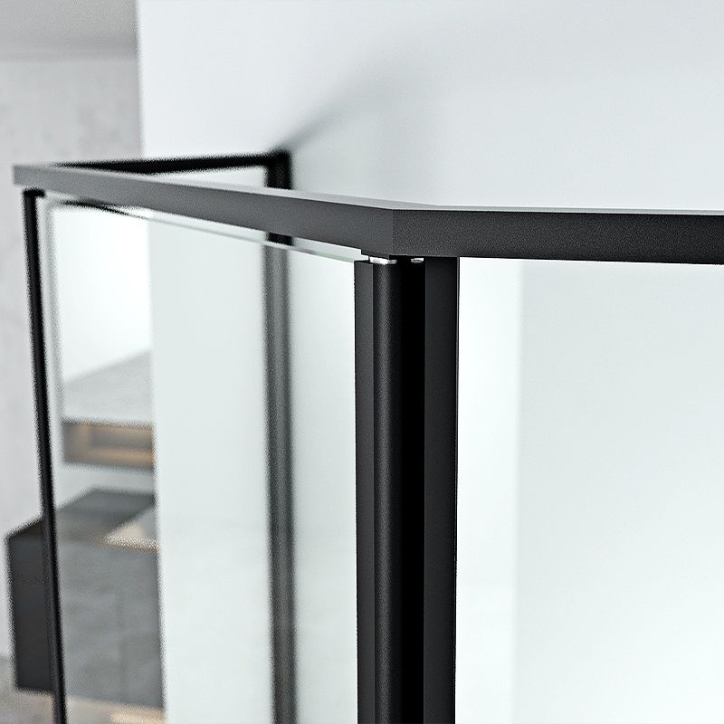 Black Neo-Angle Shower Enclosure Clear Tempered Glass Shower Enclosure Clearhalo 'Bathroom Remodel & Bathroom Fixtures' 'Home Improvement' 'home_improvement' 'home_improvement_shower_stalls_enclosures' 'Shower Stalls & Enclosures' 'shower_stalls_enclosures' 'Showers & Bathtubs' 1200x1200_baa1708b-0e54-40d6-9ef2-db4ba2819e6a