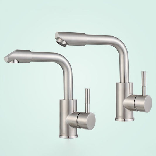 Swivel Spout Bathroom Faucet Contemporary Design Vessel Faucet with Stainless Steel Clearhalo 'Bathroom Remodel & Bathroom Fixtures' 'Bathroom Sink Faucets' 'Bathroom Sinks & Faucet Components' 'bathroom_sink_faucets' 'Home Improvement' 'home_improvement' 'home_improvement_bathroom_sink_faucets' 1200x1200_bac0ffe9-80b2-4903-92ab-707be7b14ca5